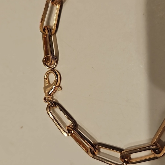 Vintage Mother of Pearl & Rhinestone Gold-Tone Link 7.5" Bracelet - Picture 4 of 5